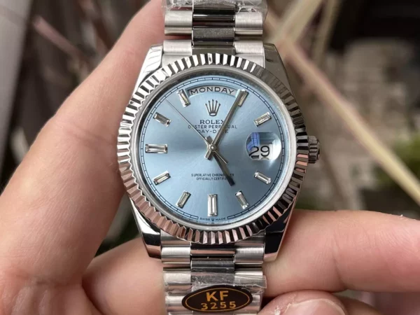 Rolex Day Date 40 SS 228236 KF 1:1 Best Edition Ice Blue Crystal Dial(Gain Weight) - Super Clone Watch | 1:1 Best Version