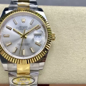 Rolex DateJust 126333-0001 41mm ARF 1:1 Best Edition Silver Stick Dial on Oyster Bracelet (Tungsten Heavy Versio) - Super Clone Watch | 1:1 Best Version