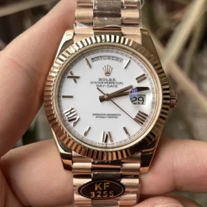 Rolex Day Date 40 RG 228238 KF 1:1 Best Edition White Roman Dial  (Gain Weight) - Super Clone Watch | 1:1 Best Version