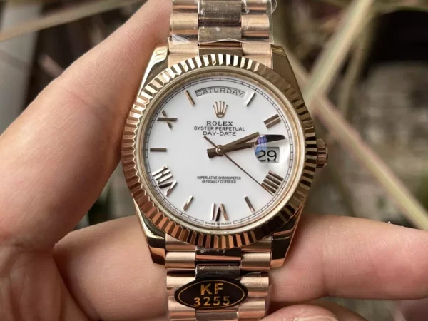 Rolex Day Date 40 RG 228238 KF 1:1 Best Edition White Roman Dial  (Gain Weight) - Super Clone Watch | 1:1 Best Version