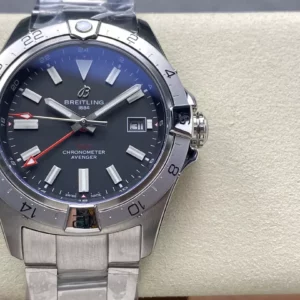 Breitling Avenger Automatic GMT 44 BLS Factory 1:1 Best Edition Black Dial Red Gmt SS Bracelet - Super Clone Watch | 1:1 Best Version