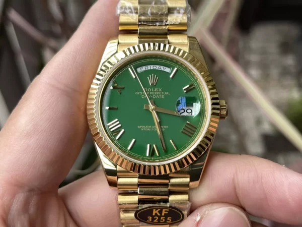 Rolex Day Date 40 YG 228238 KF 1:1 Best Edition Green Roman Dial  (Gain Weight) - Super Clone Watch | 1:1 Best Version