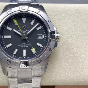 Breitling Avenger Automatic GMT 44 BLS Factory 1:1 Best Edition Black Dial SS Bracelet - Super Clone Watch | 1:1 Best Version