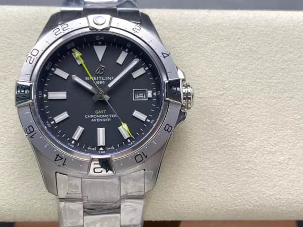 Breitling Avenger Automatic GMT 44 BLS Factory 1:1 Best Edition Black Dial SS Bracelet - Super Clone Watch | 1:1 Best Version