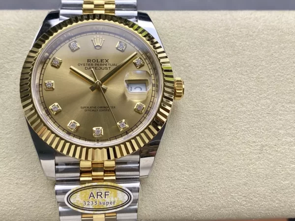 Rolex DateJust 126333-0012 41mm ARF 1:1 Best Edition YG Diamonds Dial on Jubilee Bracelet (Tungsten Heavy Versio) - Super Clone Watch | 1:1 Best Version
