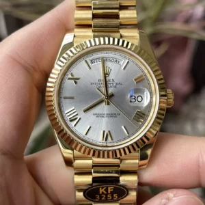 Rolex Day Date 40 YG 228238 KF 1:1 Best Edition Silver Roman Dial (Gain Weight) - Super Clone Watch | 1:1 Best Version