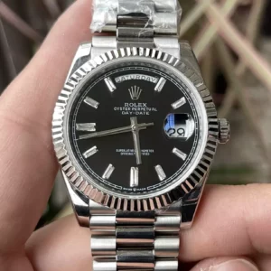 Rolex Day Date 40 SS 228239 KF 1:1 Best Edition Black Crystal Dial (Gain Weight) - Super Clone Watch | 1:1 Best Version