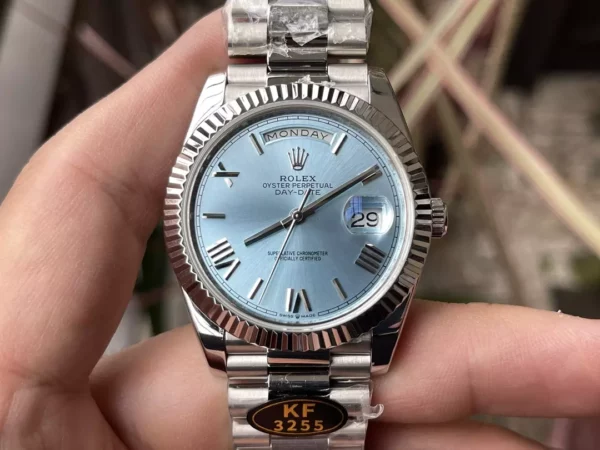 Rolex Day Date 40 SS 228239 KF 1:1 Best Edition Blue Roman Dial (Gain Weight) - Super Clone Watch | 1:1 Best Version