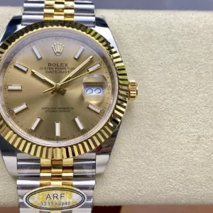 Rolex DateJust 126333-0010 41mm ARF 1:1 Best Edition YG Stick Dial on Jubilee Bracelet (Tungsten Heavy Versio) - Super Clone Watch | 1:1 Best Version