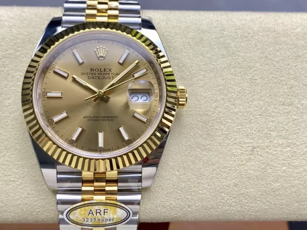 Rolex DateJust 126333-0010 41mm ARF 1:1 Best Edition YG Stick Dial on Jubilee Bracelet (Tungsten Heavy Versio) - Super Clone Watch | 1:1 Best Version
