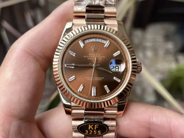 Rolex Day Date 40 RG 228235 KF 1:1 Best Edition Brown Crystal Dial  (Gain Weight) - Super Clone Watch | 1:1 Best Version