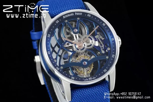 AP Code 11.59 Skeleton Tourbillon 26600CR APPF Best Edition Blue Nylon Strap - Super Clone Watch | 1:1 Best Version