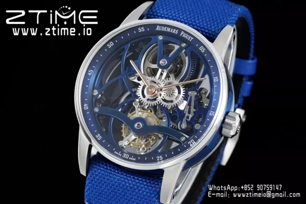 AP Code 11.59 Skeleton Tourbillon 26600CR APPF Best Edition Blue Nylon Strap - Super Clone Watch | 1:1 Best Version