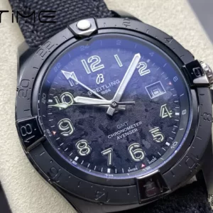 Breitling Avenger Automatic GMT 44 BLS Factory 1:1 Best Edition Black Dial Black Nylon Strap - Super Clone Watch | 1:1 Best Version