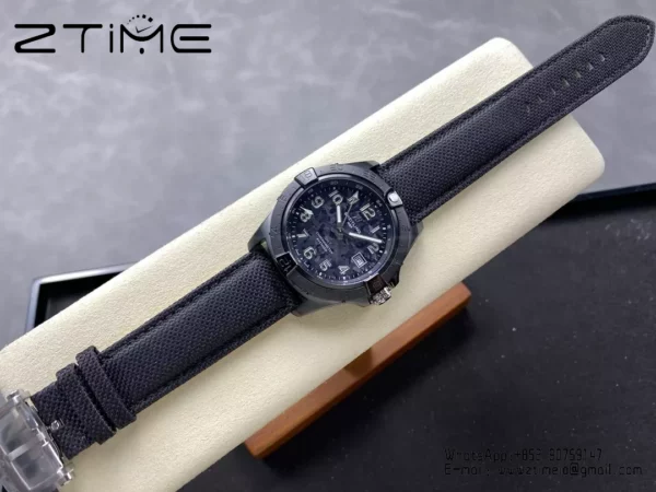 Breitling Avenger Automatic GMT 44 BLS Factory 1:1 Best Edition Black Dial Black Nylon Strap - Super Clone Watch | 1:1 Best Version