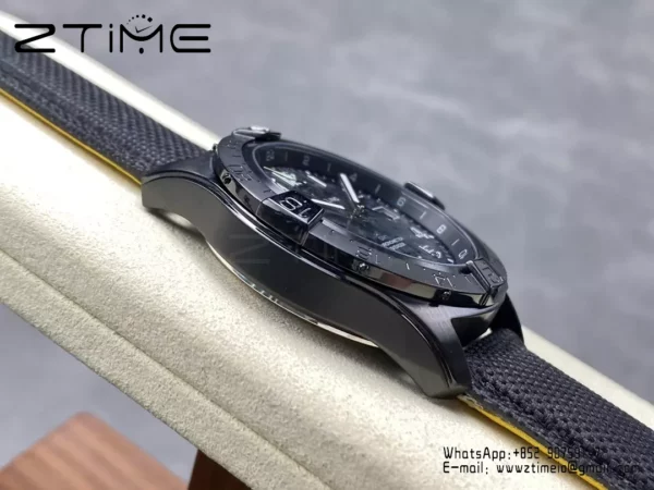 Breitling Avenger Automatic GMT 44 BLS Factory 1:1 Best Edition Black Dial Black Nylon Strap - Super Clone Watch | 1:1 Best Version
