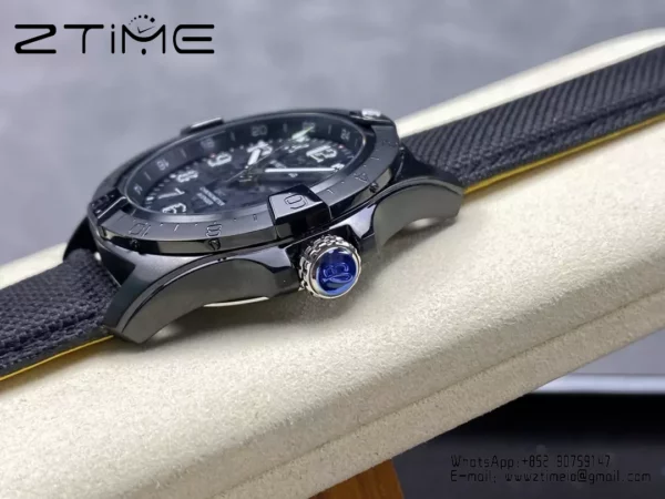 Breitling Avenger Automatic GMT 44 BLS Factory 1:1 Best Edition Black Dial Black Nylon Strap - Super Clone Watch | 1:1 Best Version
