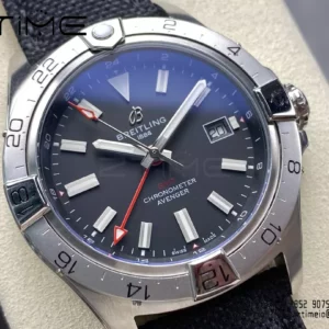 Breitling Avenger Automatic GMT 44 BLS Factory 1:1 Best Edition Black Dial Red GMT Black Nylon Strap - Super Clone Watch | 1:1 Best Version