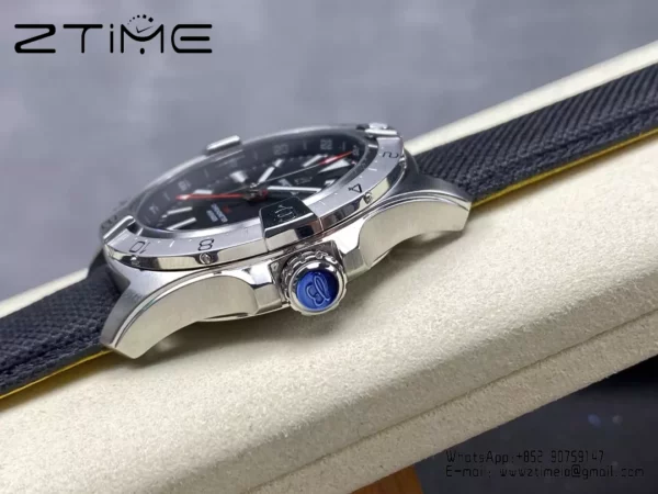 Breitling Avenger Automatic GMT 44 BLS Factory 1:1 Best Edition Black Dial Red GMT Black Nylon Strap - Super Clone Watch | 1:1 Best Version