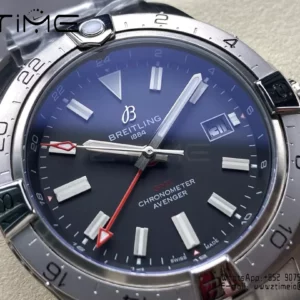 Breitling Avenger Automatic GMT 44 BLS Factory 1:1 Best Edition Schwarzes Zifferblatt Rot Gmt SS Armband - Super Clone Watch | 1:1 Best Version