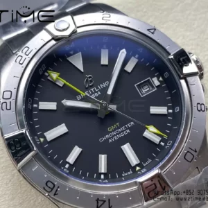 Breitling Avenger Automatic GMT 44 BLS Factory 1:1 Best Edition Black Dial SS Bracelet - Super Clone Watch | 1:1 Best Version