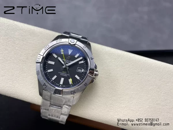 Breitling Avenger Automatic GMT 44 BLS Factory 1:1 Best Edition Black Dial SS Bracelet - Super Clone Watch | 1:1 Best Version