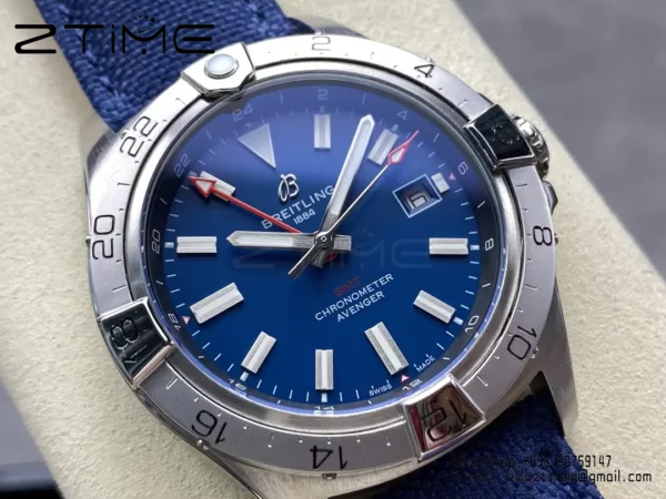 Breitling Avenger Automatic GMT 44 BLS Factory 1:1 Best Edition Blue Dial Blue Nylon Strap - Super Clone Watch | 1:1 Best Version