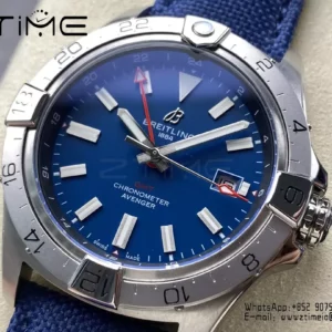 Breitling Avenger Automatic GMT 44 BLS Factory 1:1 Best Edition Blue Dial Blue Nylon Strap - Super Clone Watch | 1:1 Best Version