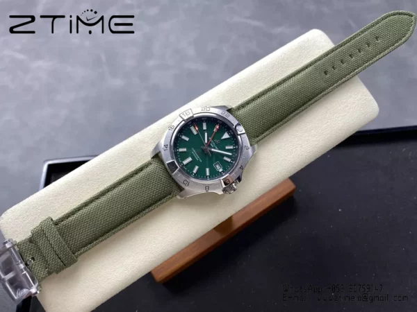 Breitling Avenger Automatic GMT 44 BLS Factory 1:1 Best Edition Green Dial Green Nylon Strap - Super Clone Watch | 1:1 Best Version