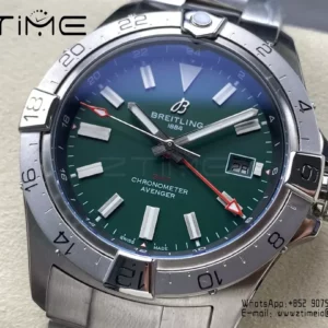Breitling Avenger Automatic GMT 44 BLS Factory 1:1 Best Edition Grünes Zifferblatt SS Armband - Super Clone Watch | 1:1 Best Version