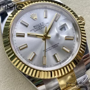 Rolex DateJust 126333-0001 41mm ARF 1:1 Best Edition Silver Stick Dial on Oyster Bracelet (Tungsten Heavy Versio) - Super Clone Watch | 1:1 Best Version