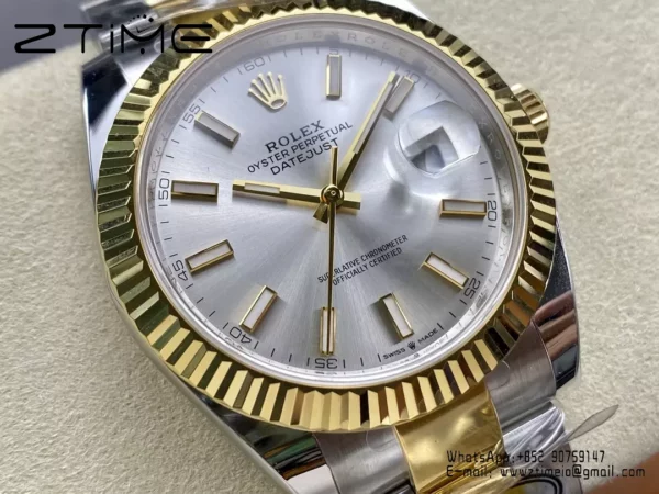 Rolex DateJust 126333-0001 41mm ARF 1:1 Best Edition Silver Stick Dial on Oyster Bracelet (Tungsten Heavy Versio) - Super Clone Watch | 1:1 Best Version