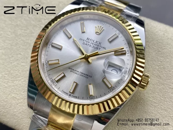 Rolex DateJust 126333-0001 41mm ARF 1:1 Best Edition Silver Stick Dial on Oyster Bracelet (Tungsten Heavy Versio) - Super Clone Watch | 1:1 Best Version
