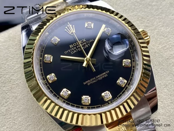 Rolex DateJust 126333-0005 41mm ARF 1:1 Best Edition Black Diamonds Dial on Oyster Bracelet  (Tungsten Heavy Versio) - Super Clone Watch | 1:1 Best Version
