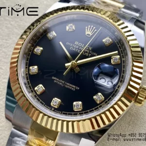 Rolex DateJust 126333-0005 41mm ARF 1:1 Best Edition Black Diamonds Dial on Oyster Bracelet  (Tungsten Heavy Versio) - Super Clone Watch | 1:1 Best Version