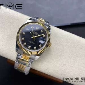 Rolex DateJust 126333-0005 41mm ARF 1:1 Best Edition Black Diamonds Dial on Oyster Bracelet  (Tungsten Heavy Versio) - Super Clone Watch | 1:1 Best Version