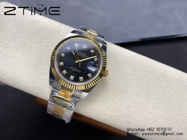Rolex DateJust 126333-0005 41mm ARF 1:1 Best Edition Black Diamonds Dial on Oyster Bracelet  (Tungsten Heavy Versio) - Super Clone Watch | 1:1 Best Version