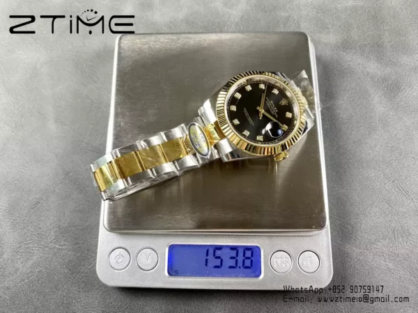 Rolex DateJust 126333-0005 41mm ARF 1:1 Best Edition Black Diamonds Dial on Oyster Bracelet  (Tungsten Heavy Versio) - Super Clone Watch | 1:1 Best Version