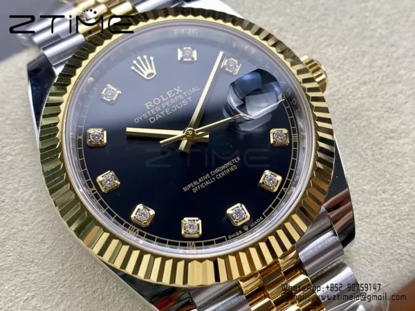 Rolex DateJust 126333-0006 41mm ARF 1:1 Best Edition Black Diamonds Dial on Jubilee Bracelet (Tungsten Heavy Versio) - Super Clone Watch | 1:1 Best Version
