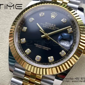 Rolex DateJust 126333-0006 41mm ARF 1:1 Best Edition Black Diamonds Dial on Jubilee Bracelet (Tungsten Heavy Versio) - Super Clone Watch | 1:1 Best Version