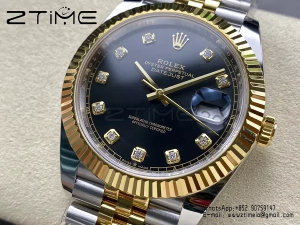 Rolex DateJust 126333-0006 41mm ARF 1:1 Best Edition Black Diamonds Dial on Jubilee Bracelet (Tungsten Heavy Versio) - Super Clone Watch | 1:1 Best Version