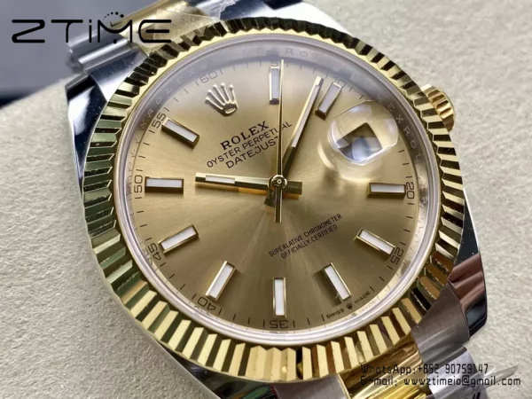 Rolex DateJust 126333-0009 41mm ARF 1:1 Best Edition YG Dial on Oyster Bracelet  (Tungsten Heavy Versio) - Super Clone Watch | 1:1 Best Version