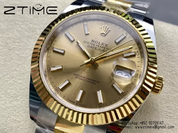 Rolex DateJust 126333-0009 41mm ARF 1:1 Best Edition YG Dial on Oyster Bracelet  (Tungsten Heavy Versio) - Super Clone Watch | 1:1 Best Version