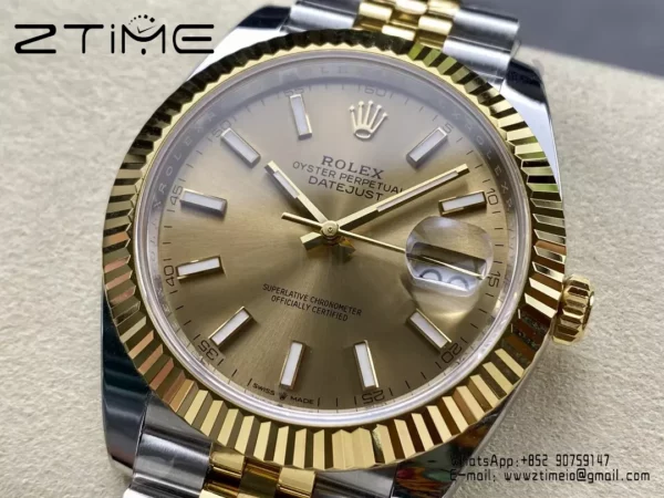 Rolex DateJust 126333-0010 41mm ARF 1:1 Best Edition YG Stick Dial on Jubilee Bracelet (Tungsten Heavy Versio) - Super Clone Watch | 1:1 Best Version