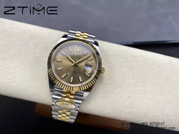 Rolex DateJust 126333-0010 41mm ARF 1:1 Best Edition YG Stick Dial on Jubilee Bracelet (Tungsten Heavy Versio) - Super Clone Watch | 1:1 Best Version