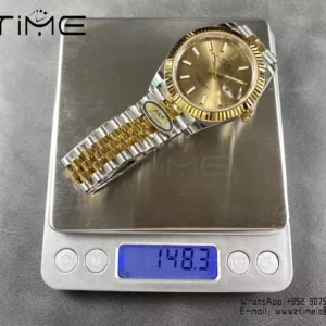 Rolex DateJust 126333-0010 41mm ARF 1:1 Best Edition YG Stick Dial on Jubilee Bracelet (Tungsten Heavy Versio) - Super Clone Watch | 1:1 Best Version