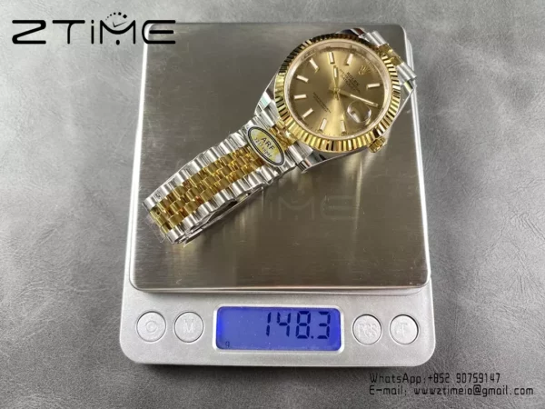 Rolex DateJust 126333-0010 41mm ARF 1:1 Best Edition YG Stick Dial on Jubilee Bracelet (Tungsten Heavy Versio) - Super Clone Watch | 1:1 Best Version