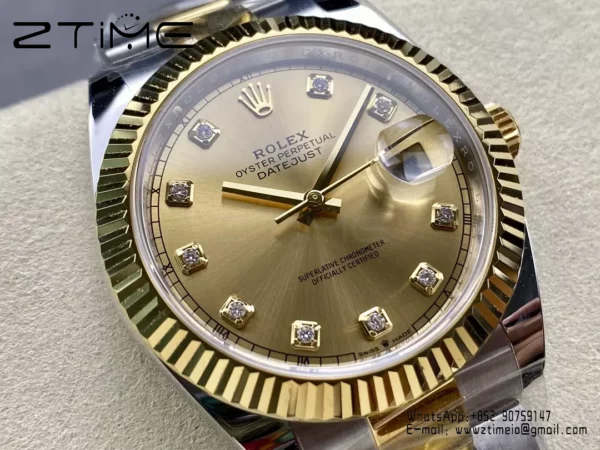 Rolex DateJust 126333-0011 41mm ARF 1:1 Best Edition YG Diamonds Dial on Oyster Bracelet  (Tungsten Heavy Versio) - Super Clone Watch | 1:1 Best Version