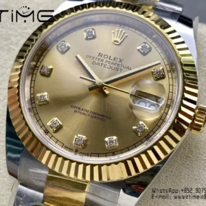 Rolex DateJust 126333-0011 41mm ARF 1:1 Best Edition YG Diamonds Dial on Oyster Bracelet  (Tungsten Heavy Versio) - Super Clone Watch | 1:1 Best Version