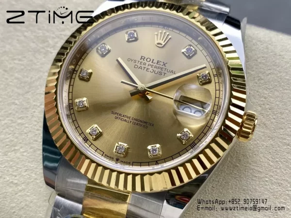 Rolex DateJust 126333-0011 41mm ARF 1:1 Best Edition YG Diamonds Dial on Oyster Bracelet  (Tungsten Heavy Versio) - Super Clone Watch | 1:1 Best Version